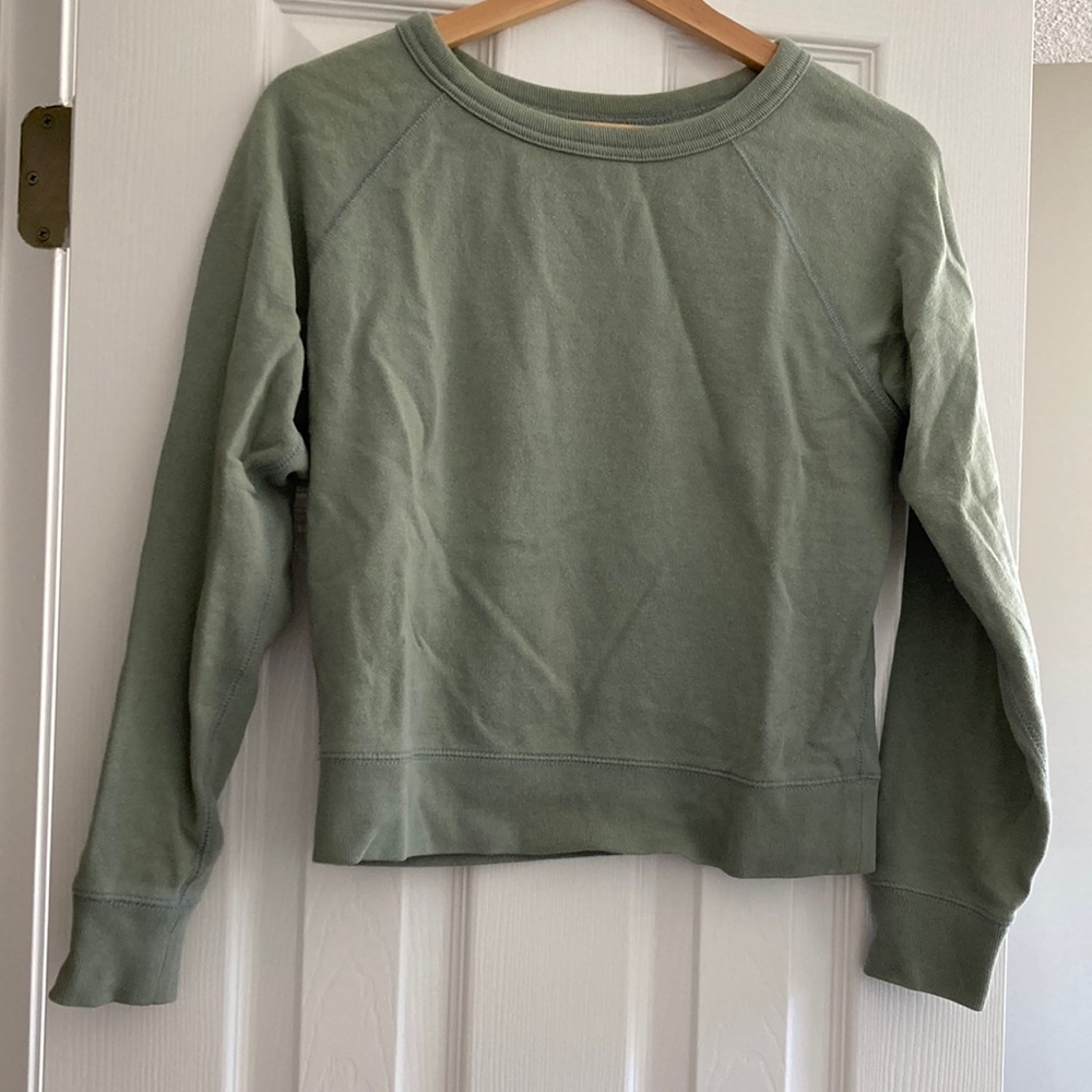 Everlane lightweight French Terry crew sweatshirt xxs green sage